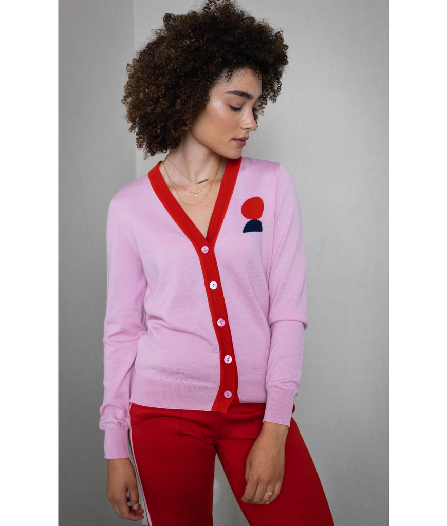 Moony Contrast Cardigan | Pink Cardigan THE GUESTLIST